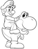 black and white drawing mario on a dragon