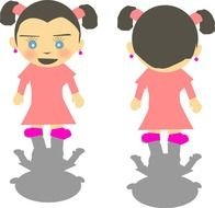 cartoon girl with shadow