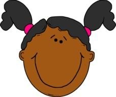 painted head of a black girl with ponytails