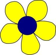 painted yellow flower with a blue core