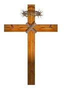 Wooden Cross With Thorns, drawing