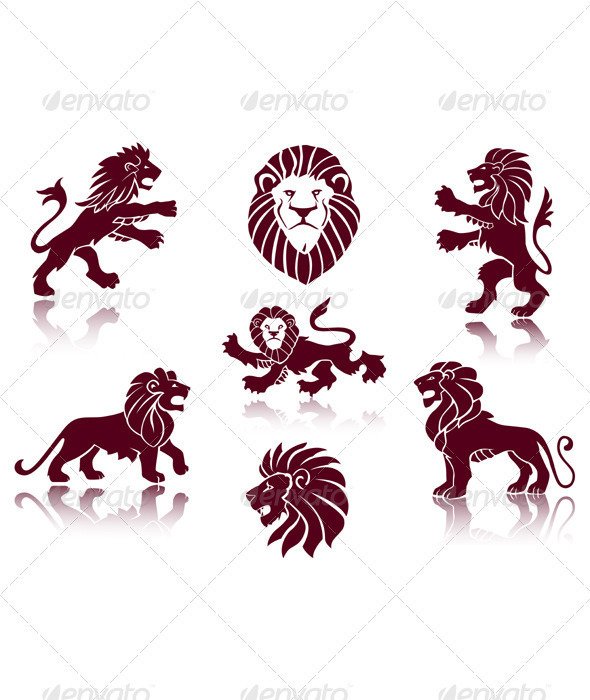 Medieval Wallpaper With Angels Lions And Eagles &mdash; Stock Image