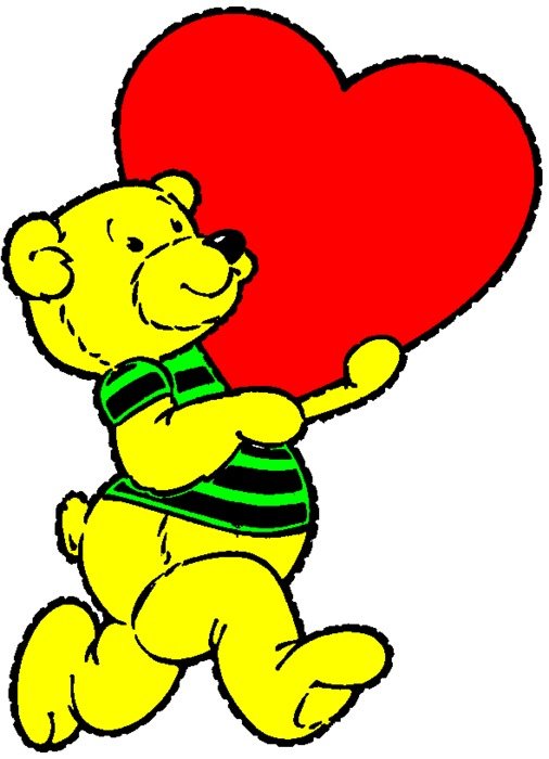 yellow teddy with heart drawing
