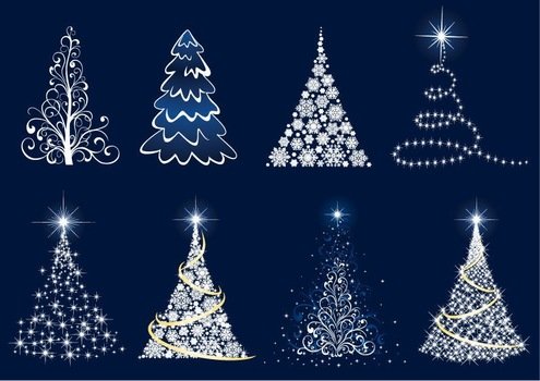 Name Abstract Christmas Tree Vector Set