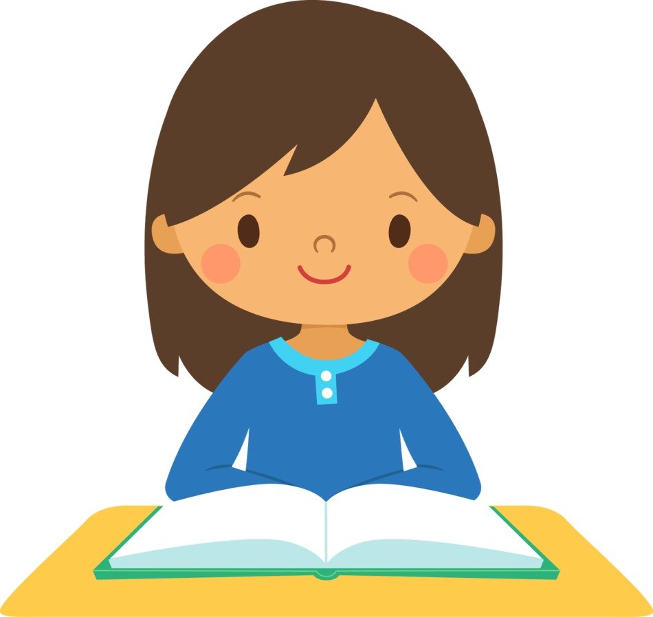 little girl with an open book as a picture for clipart
