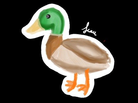drawing of a duck on a black background