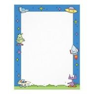 Letterhead Features A Blue Border With Space Ships Rockets And Aliens