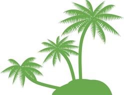 painted three green palm trees on an island