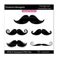 Mustache Menagerie Digital Set Of 5 Design Elements