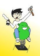Clipart illustration of Riding Pogo like a boss
