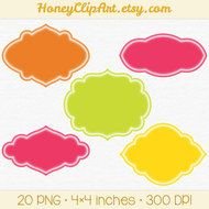 Clip Art Neon Label Bubble Shapes Digital Tag