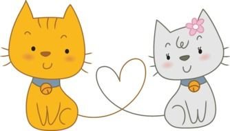 Clip art of the romantic couple of cats