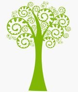 Clipart of green Christmas tree swirl