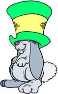 Patrickâs Day, funny Bunny in green high hat, drawing