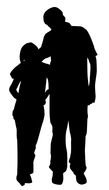 silhouette of dad with daughter on a white background