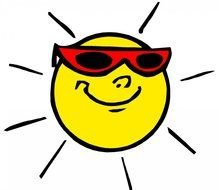 painted sun in red glasses
