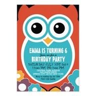 Cute Owl Cartoon Birthday Invitation Card For Kids From Zazzle