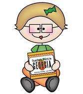 girl with georgia book drawing