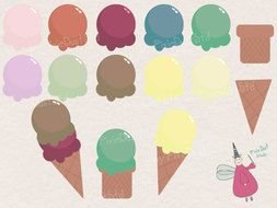 Clip art of Colorful ice creams