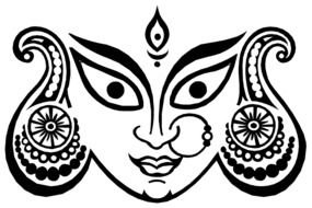 face of hindu Goddess, black outline