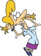 Colorful cartoon drawing of the woman clipart