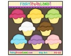 clipart of the Colorful Cupcakes