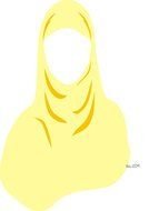 yellow hijab on a white background