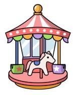 vintage colorful carousel, drawing