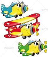Cartoon Airplanes Travel Conceptual