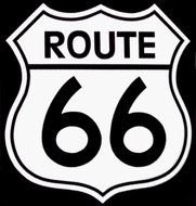 Route 66, black and white Sign