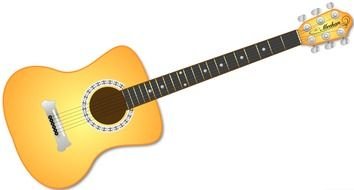 guitar with a yellow case on a white background