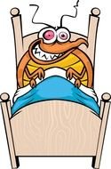 cartoon Bed Bug on bed
