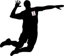silhouette of a volleyball player on a white background
