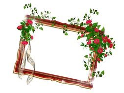 painted wooden frame with red curly flowers