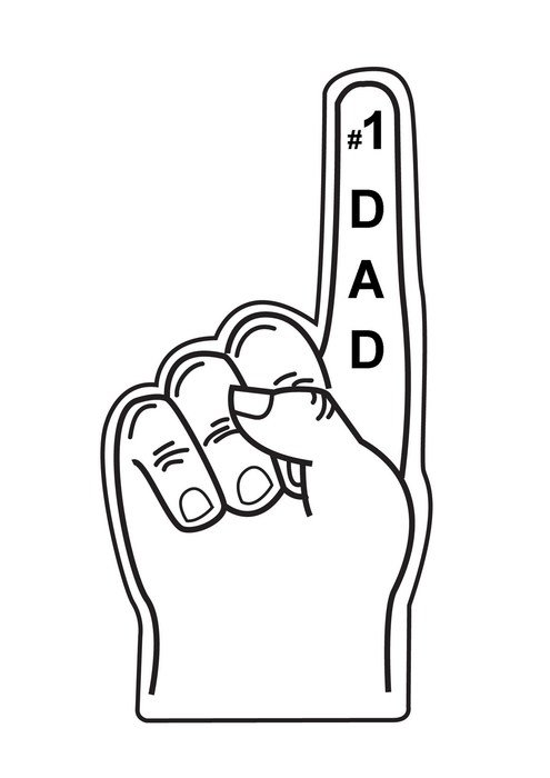 Black and white drawing of the '1 DAD' glove clipart