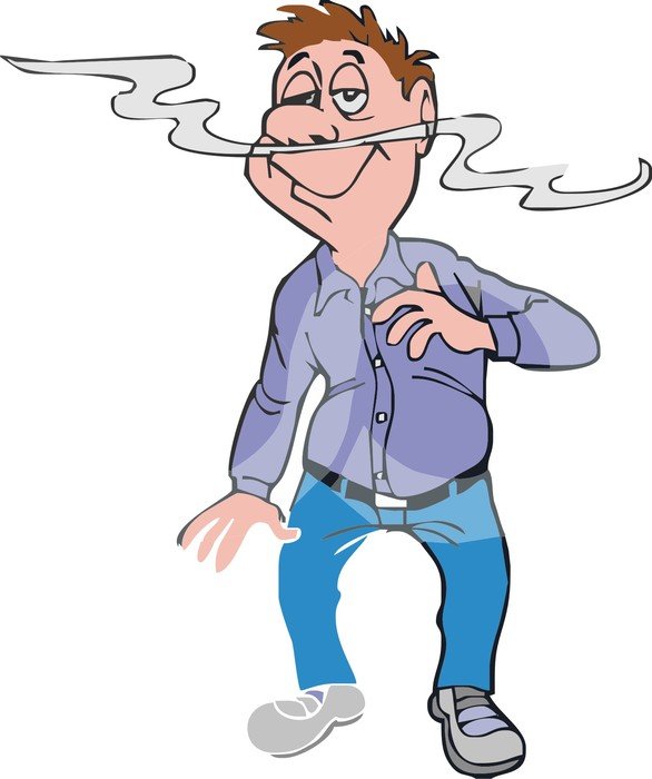 drawing of a man walking towards the smell