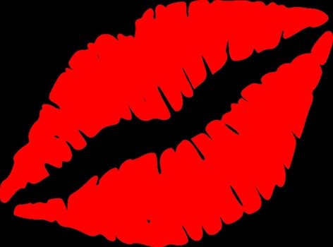 red lips on a black background