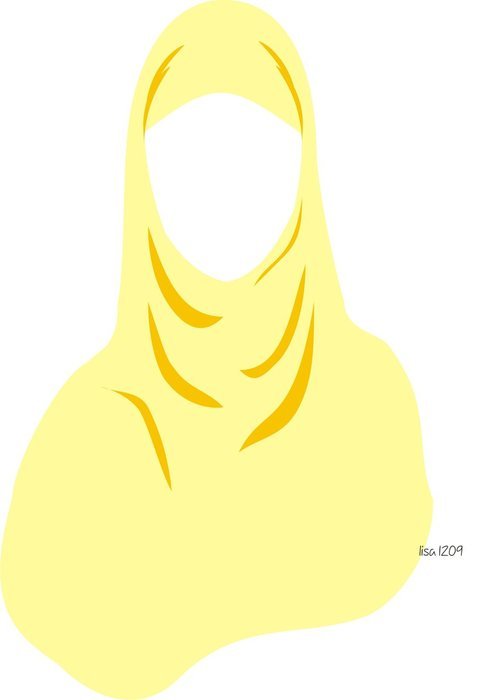 yellow hijab on a white background