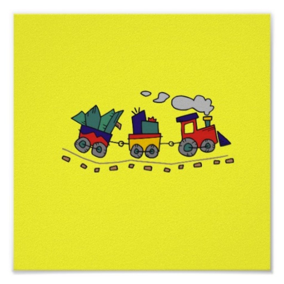 drawing of a train on a yellow background