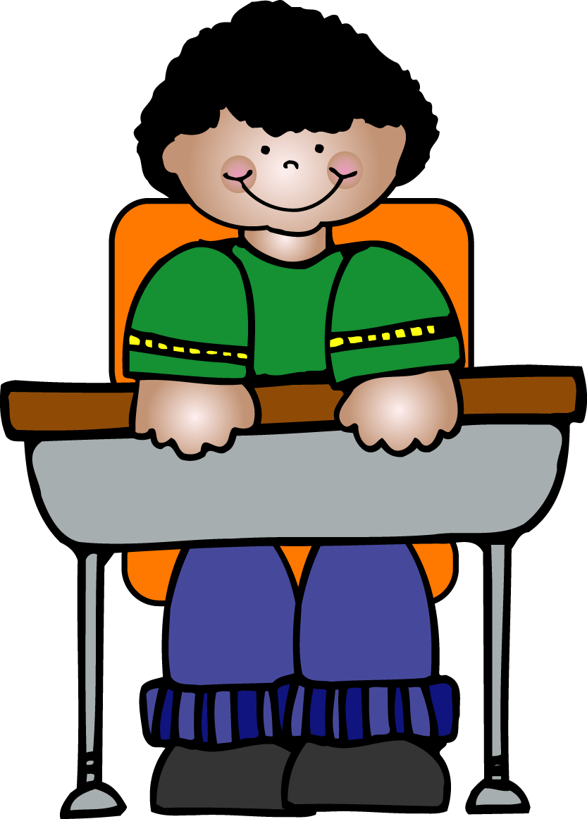 Drawing of a boy at his desk free image download