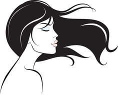 drawing of a female head with long hair