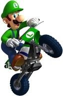 mario on a motorcycle as a cartoon character