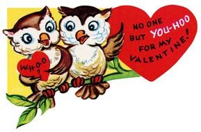 Heart Vintage Owls Valentine drawing