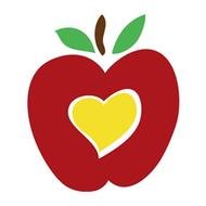 yellow heart in red apple, drawing