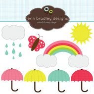 Rainbow And Umbrellas Digital For Personal