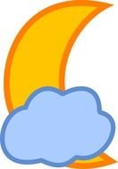 Clipart of the moon with cloud