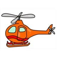 drawing of an orange helicopter with a propeller