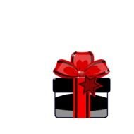 drawn gift with red ribbon