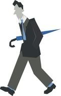 Man Walking with umbrella drawing