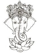 drawing of an elephant on a lotus flower